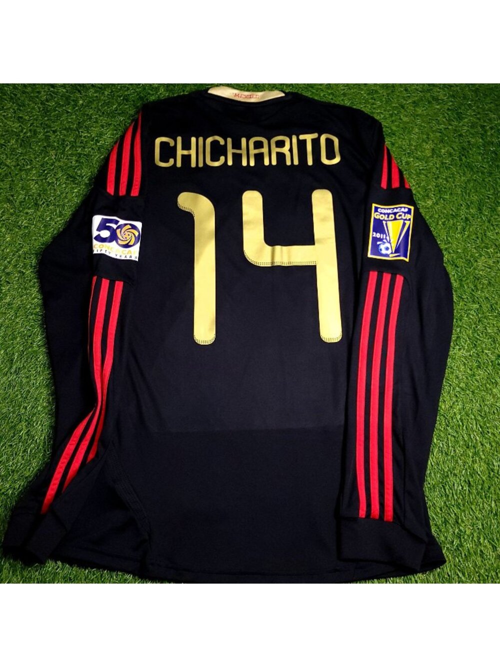 Chicharito Mexico 2011 GOLD CUP FINAL Soccer Long Sleeve Away Jersey M